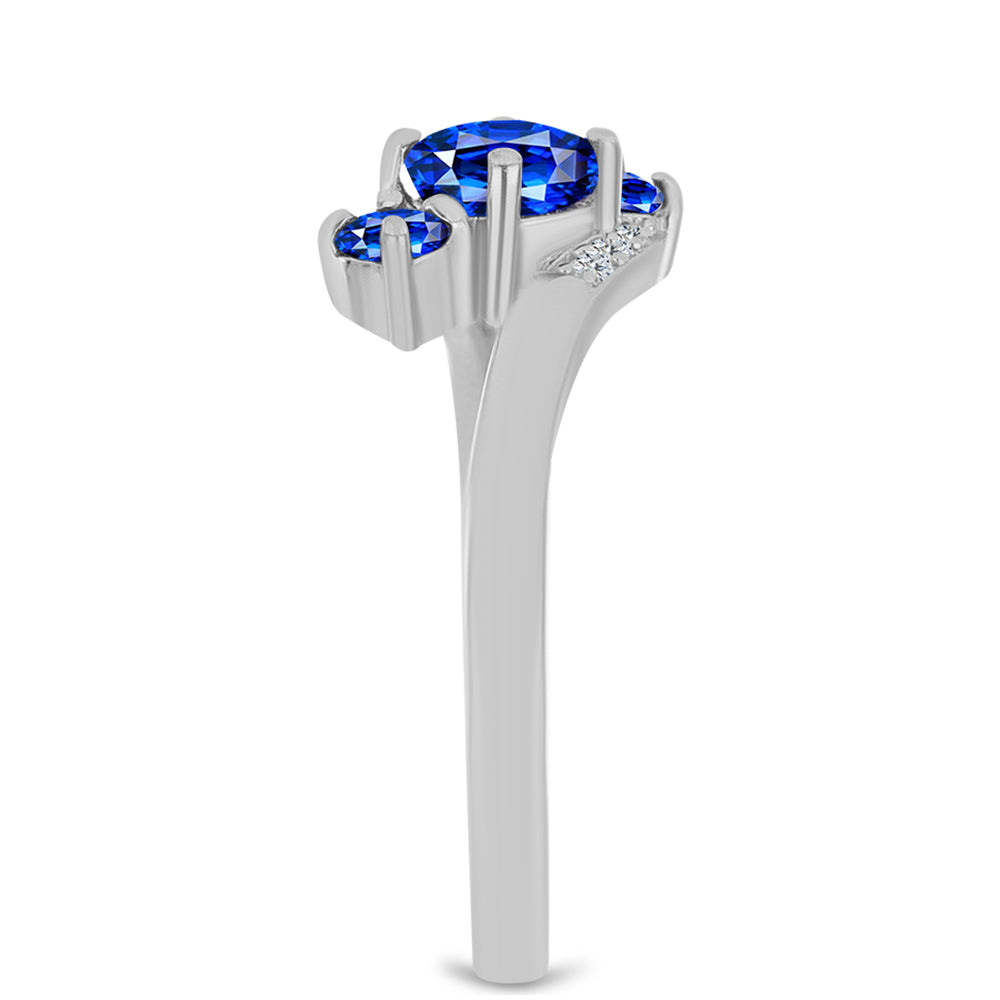 Anillo de Plata con Zafiro Azul Australiano y Topacio Blanco 4 