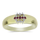 Anillo de Plata Bañada en Oro con Diamante Púrpura y Diamante blanco