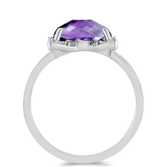 Anillo de Plata con Amatista de Marruecos y Topacio Blanco