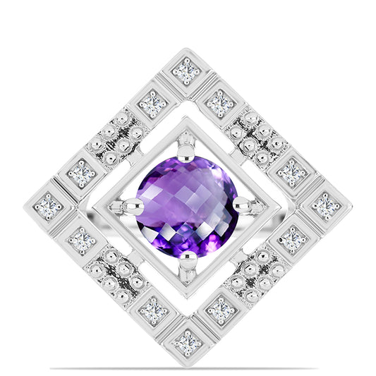 Anillo de Plata con Amatista de Marruecos y Topacio Blanco