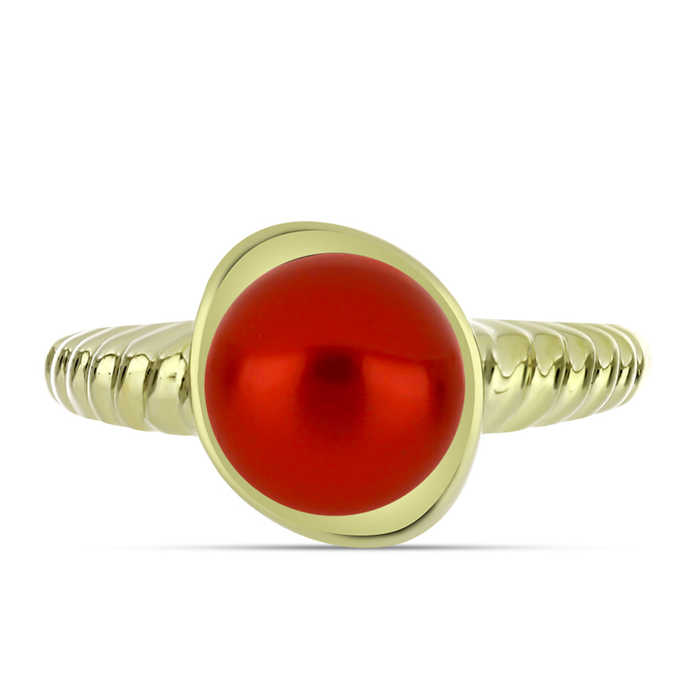 Anillo de Plata Bañada en Oro con Perla roja de río 1 