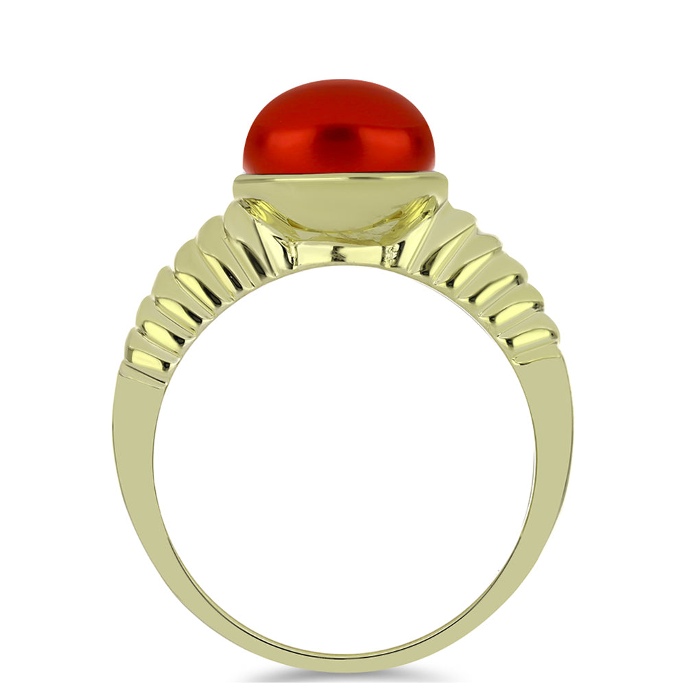 Anillo de Plata Bañada en Oro con Perla roja de río 2 