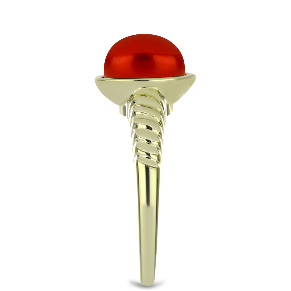 Anillo de Plata Bañada en Oro con Perla roja de río
