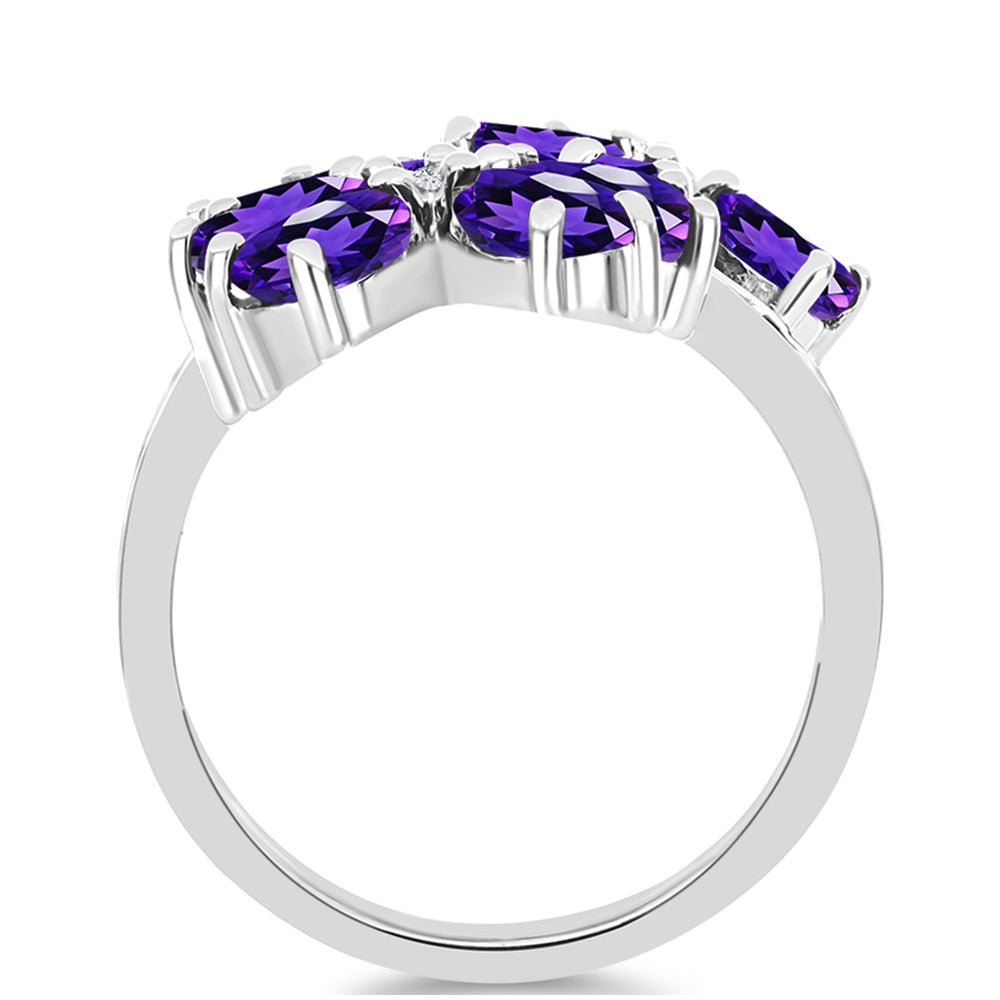 Anillo de Plata con Amatista de Marruecos y Topacio Blanco