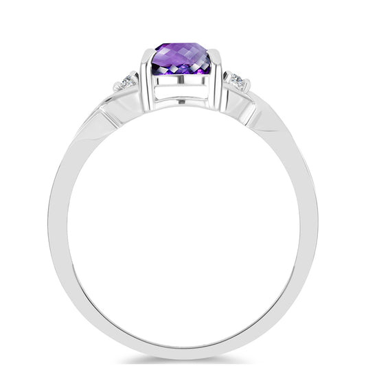 Anillo de Plata con Amatista de Marruecos y Topacio Blanco