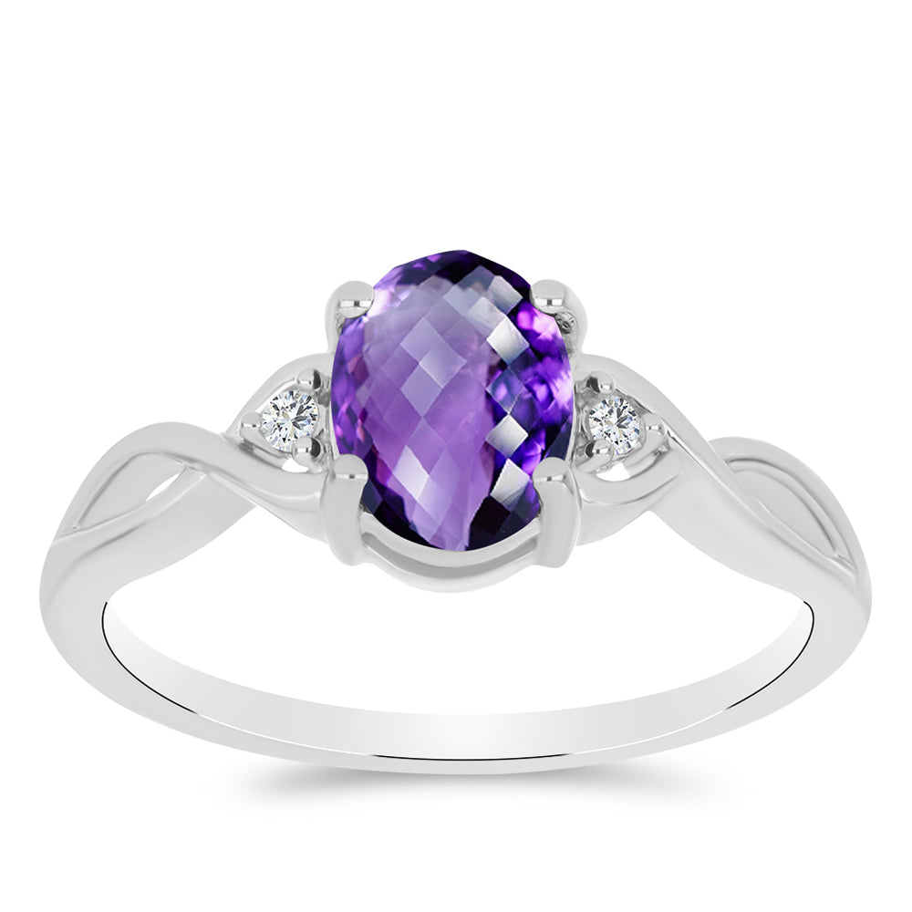 Anillo de Plata con Amatista de Marruecos y Topacio Blanco 3 