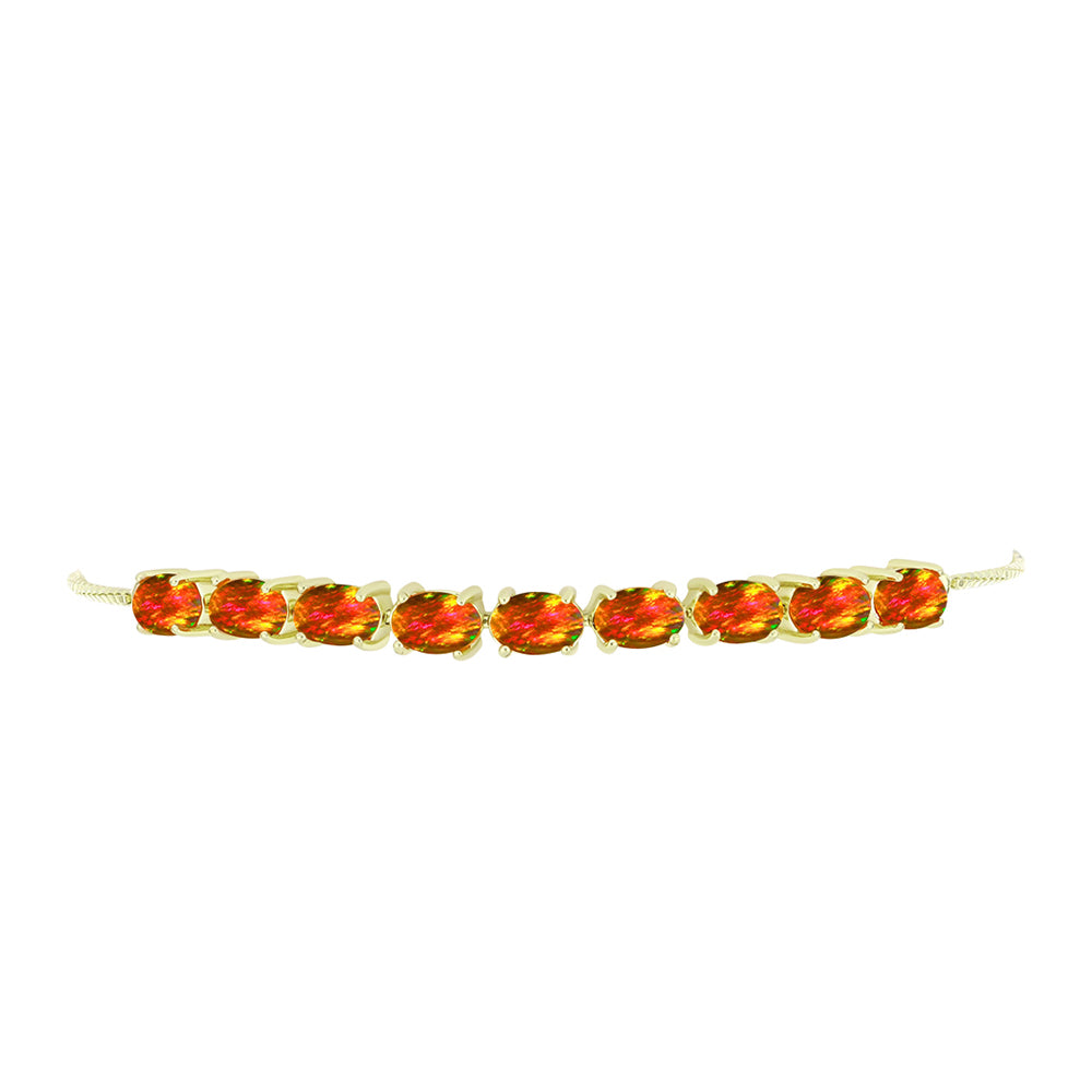 Pulsera de Plata Bañada en Oro con Ópalo de fuego americano 2 