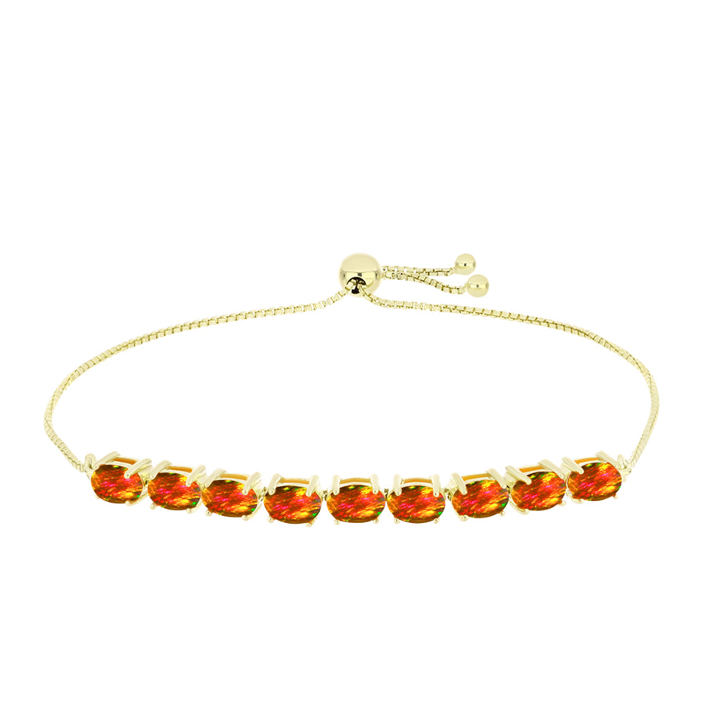 Pulsera de Plata Bañada en Oro con Ópalo de fuego americano 1 