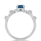Anillo de Plata con Topacio Azul Londres y Topacio Blanco