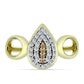 Conjunto de Plata Bañada en Oro con Diamante Champagne y Topacio Blanco ( Pendientes +Anillo +Colgante )
