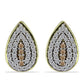 Conjunto de Plata Bañada en Oro con Diamante Champagne y Topacio Blanco ( Pendientes +Anillo +Colgante )