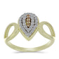 Conjunto de Plata Bañada en Oro con Diamante Champagne y Topacio Blanco ( Pendientes +Anillo +Colgante )