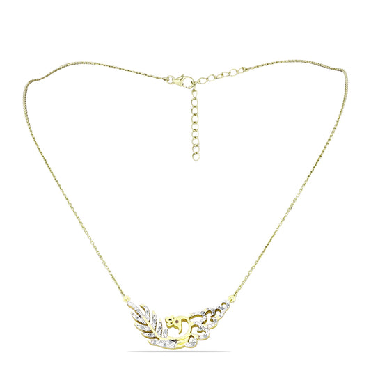 Collar de Plata Bañada en Oro con Diamante Champagne y Diamante blanco