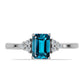 Anillo de Plata con Topacio Azul Londres y Topacio Blanco