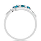 Anillo de Plata con Topacio Azul Londres y Topacio Blanco
