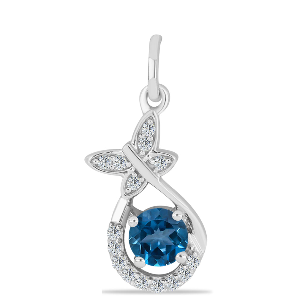Colgante de Plata con Topacio Azul Londres y Topacio Blanco 1 