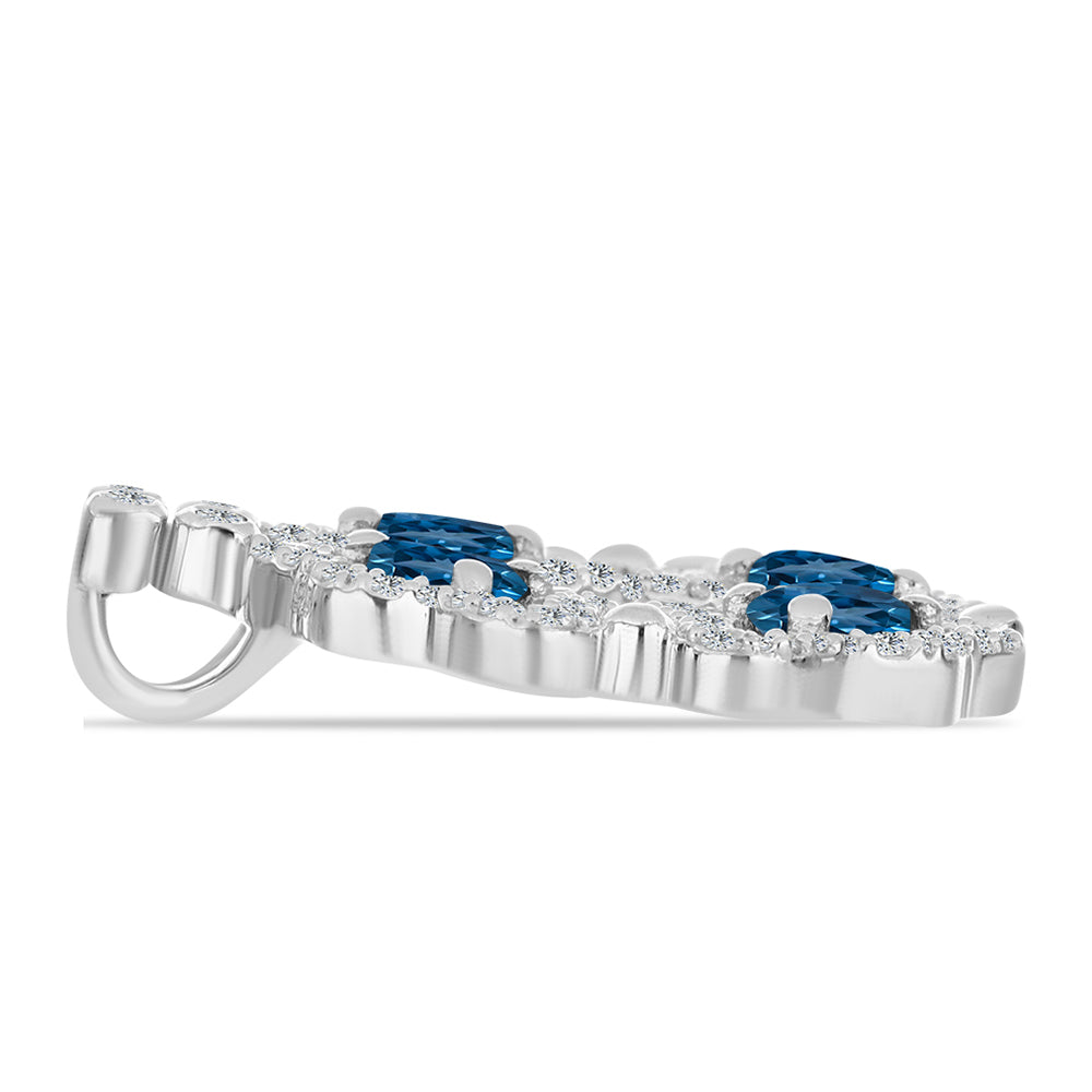 Colgante de Plata con Topacio Azul Londres y Topacio Blanco 2 