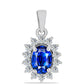 Conjunto de Plata con Zafiro Azul Australiano y Topacio Blanco ( Pendientes +Anillo +Colgante )