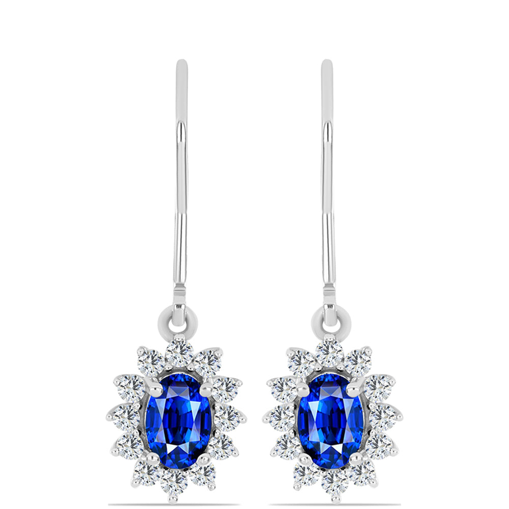 Conjunto de Plata con Zafiro Azul Australiano y Topacio Blanco ( Pendientes +Anillo +Colgante ) 2 