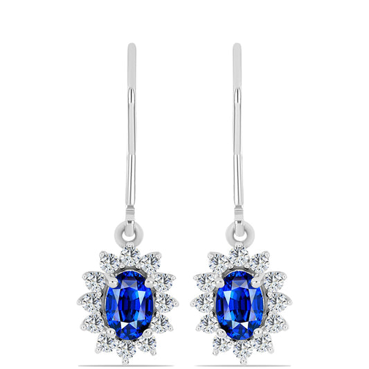Conjunto de Plata con Zafiro Azul Australiano y Topacio Blanco ( Pendientes +Anillo +Colgante )