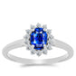 Conjunto de Plata con Zafiro Azul Australiano y Topacio Blanco ( Pendientes +Anillo +Colgante )