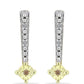 Pendientes de Plata Bañada en Oro con Diamante Champagne y Diamante blanco