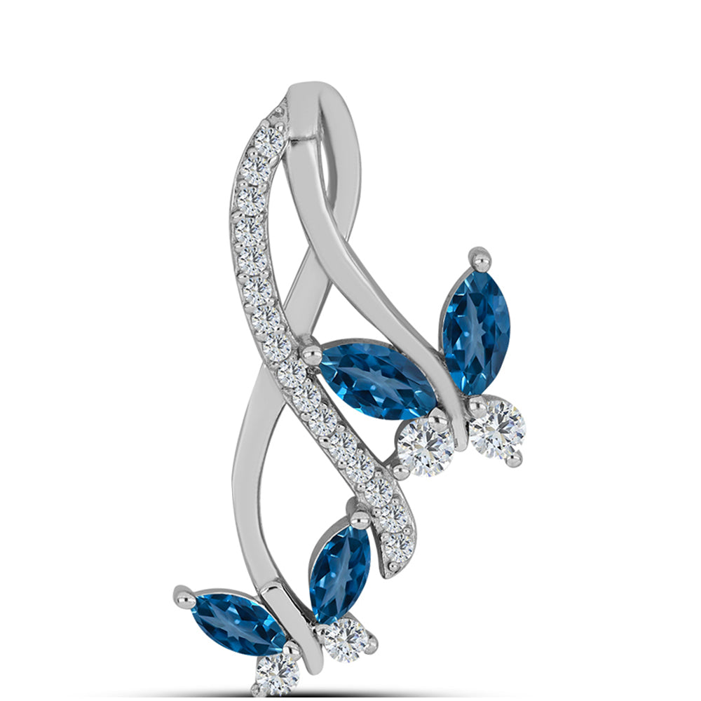Colgante de Plata con Topacio Azul Londres y Topacio Blanco 1 