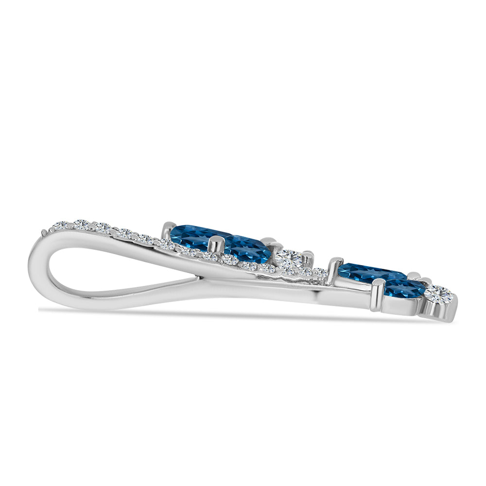 Colgante de Plata con Topacio Azul Londres y Topacio Blanco 2 