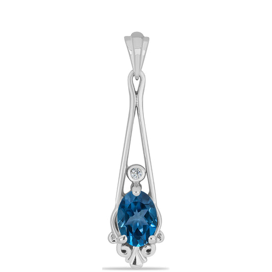Colgante de Plata con Topacio Azul Londres y Topacio Blanco