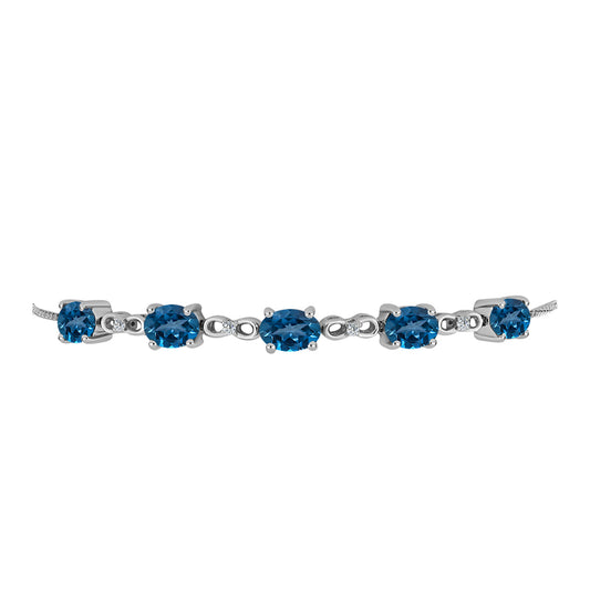 Pulsera de Plata con Topacio Azul Londres y Topacio Blanco