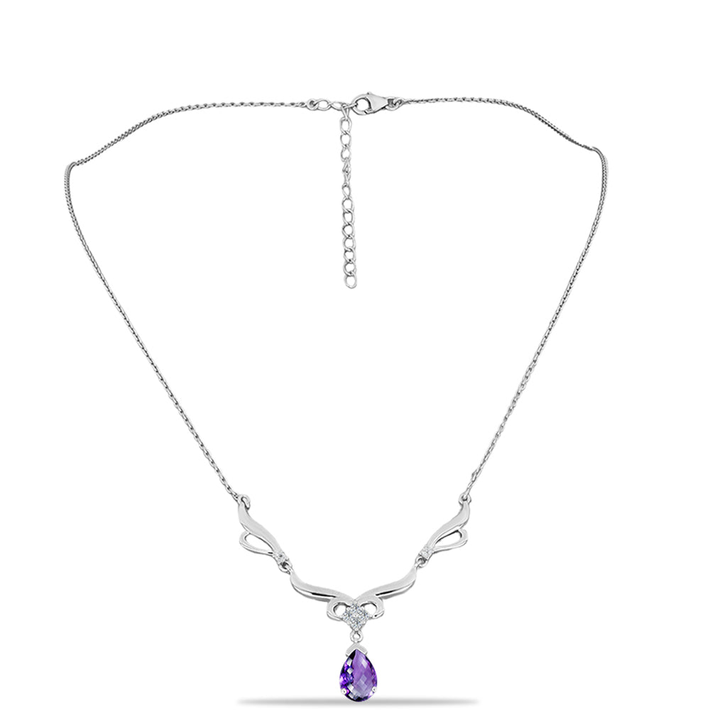 Collar de Plata con Amatista de Marruecos y Topacio Blanco 1 