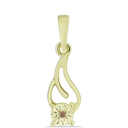 Colgante de Plata Bañada en Oro con Diamante Champagne