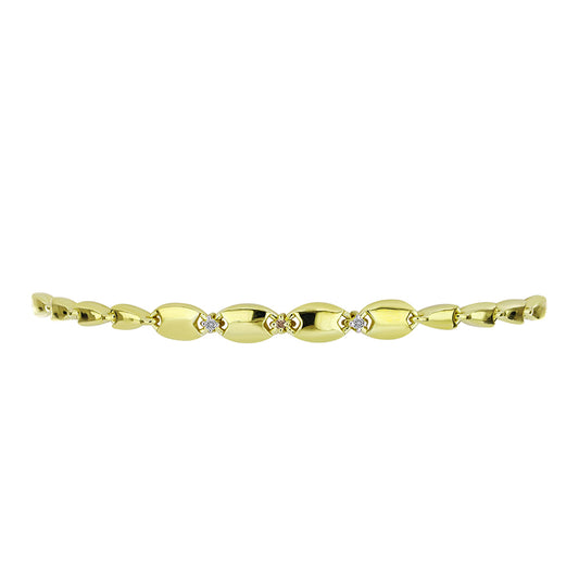 Pulsera de Plata Bañada en Oro con Diamante Champagne y Diamante blanco