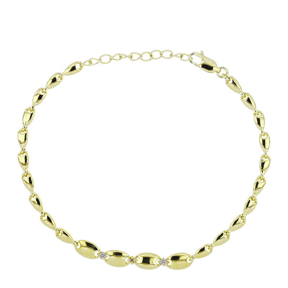 Pulsera de Plata Bañada en Oro con Diamante Champagne y Diamante blanco 1 