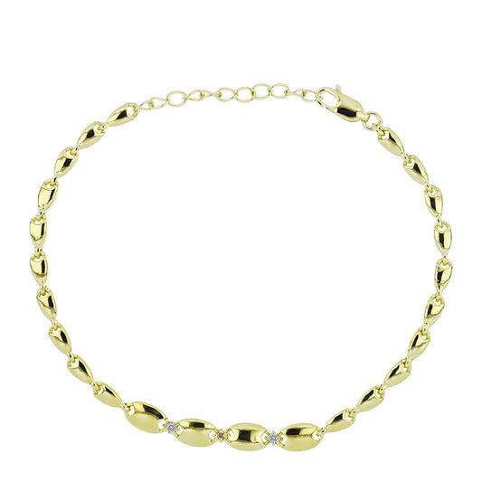 Pulsera de Plata Bañada en Oro con Diamante Champagne y Diamante blanco