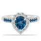 Anillo de Plata con Topacio Azul Londres y Topacio Blanco