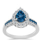 Anillo de Plata con Topacio Azul Londres y Topacio Blanco