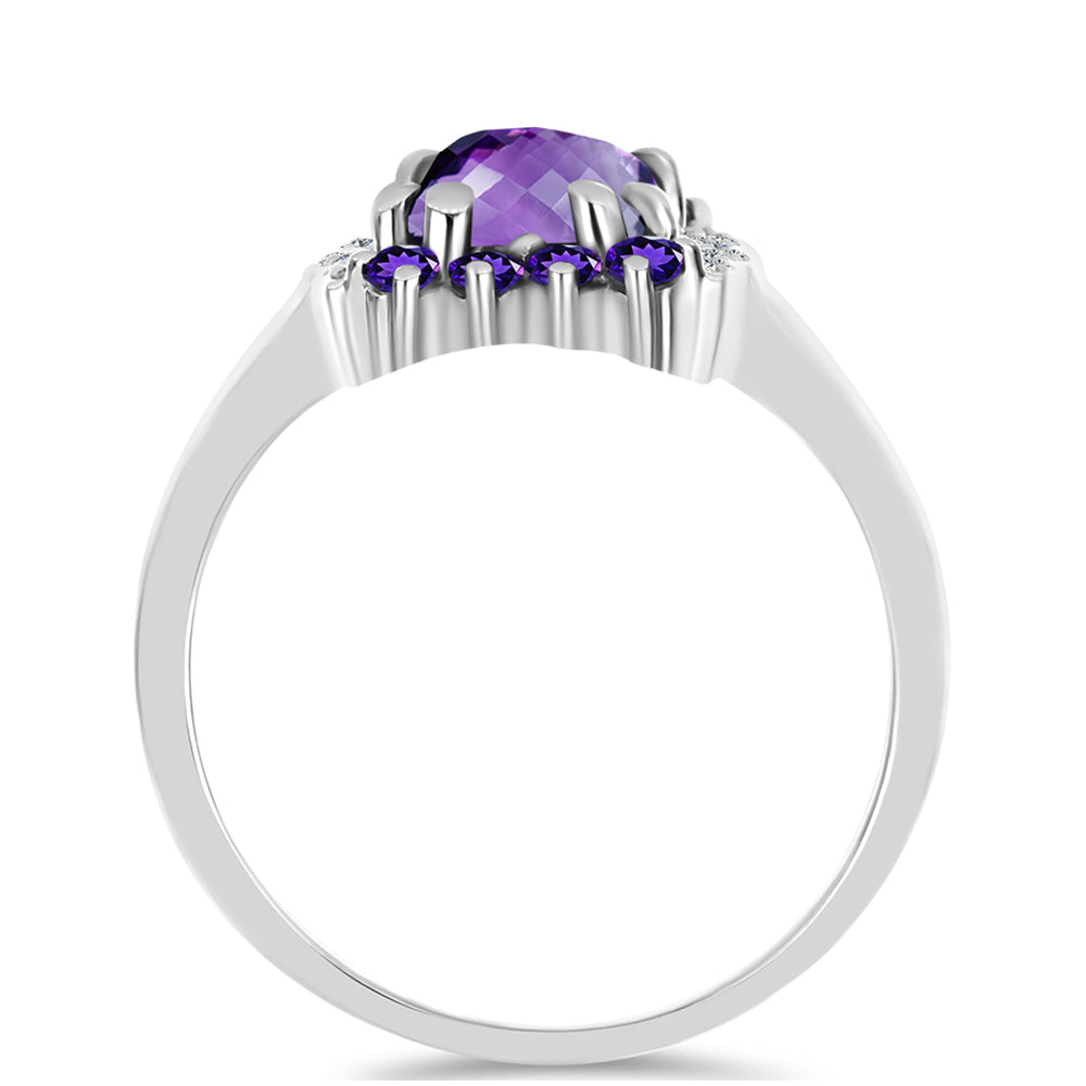 Anillo de Plata con Amatista de Marruecos y Topacio Blanco