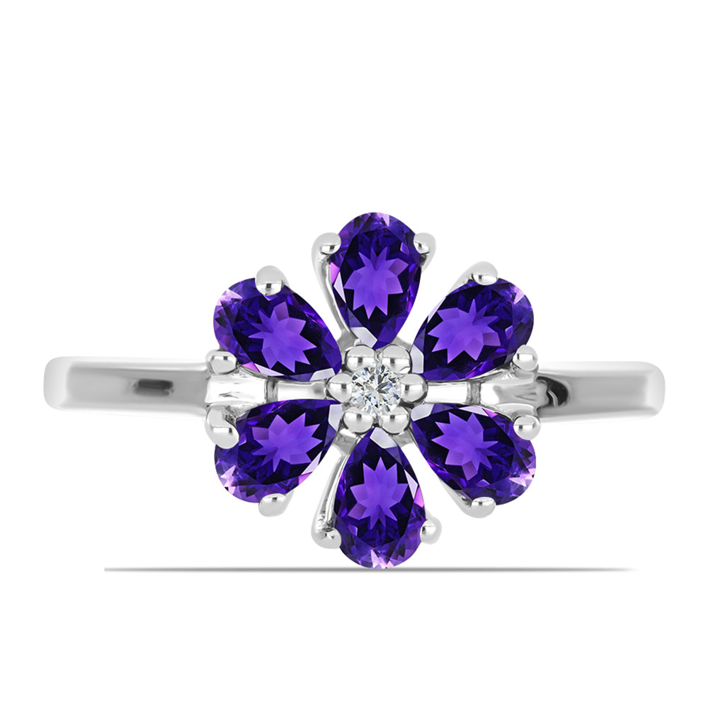 Anillo de Plata con Amatista de Marruecos y Topacio Blanco 1 