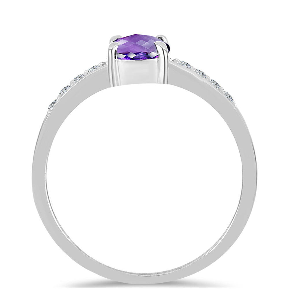 Anillo de Plata con Amatista de Marruecos y Topacio Blanco 2 