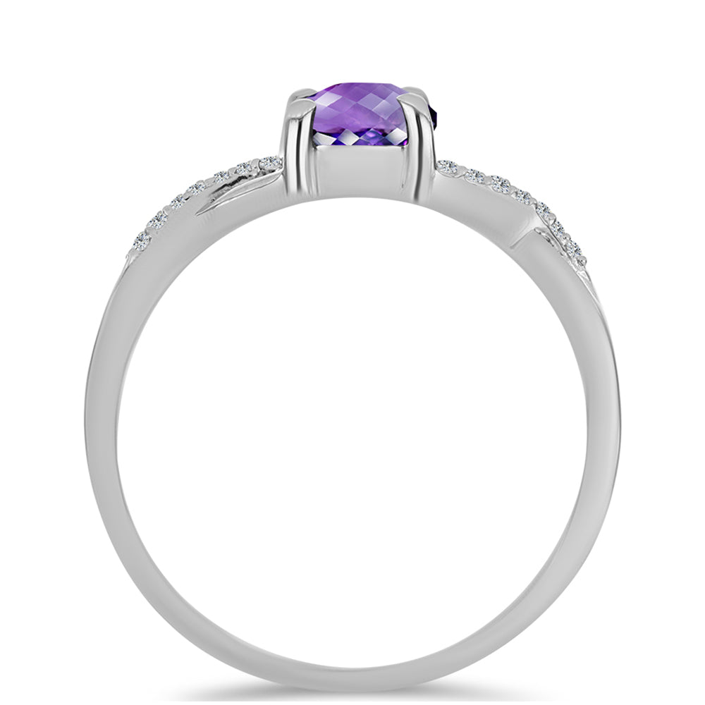 Anillo de Plata con Amatista de Marruecos y Topacio Blanco 2 