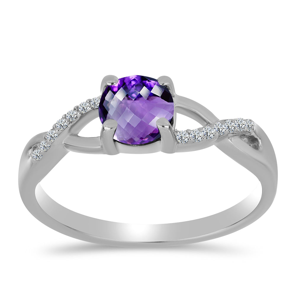 Anillo de Plata con Amatista de Marruecos y Topacio Blanco 3 