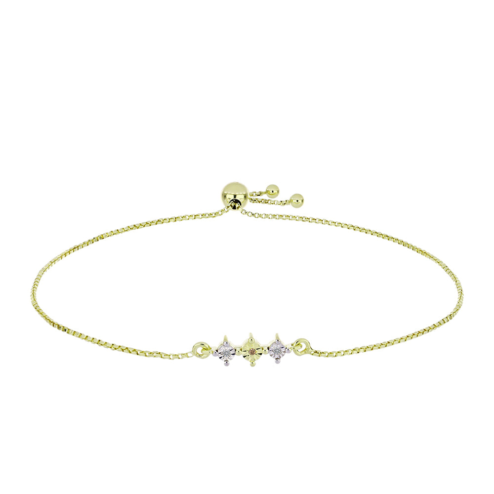 Pulsera de Plata Bañada en Oro con Diamante Champagne y Diamante blanco 1 