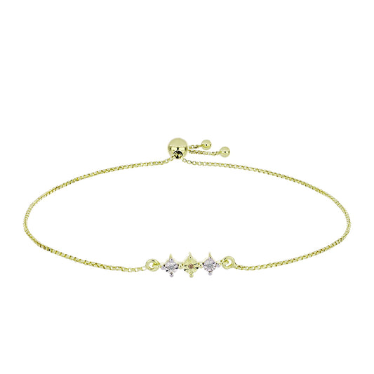 Pulsera de Plata Bañada en Oro con Diamante Champagne y Diamante blanco
