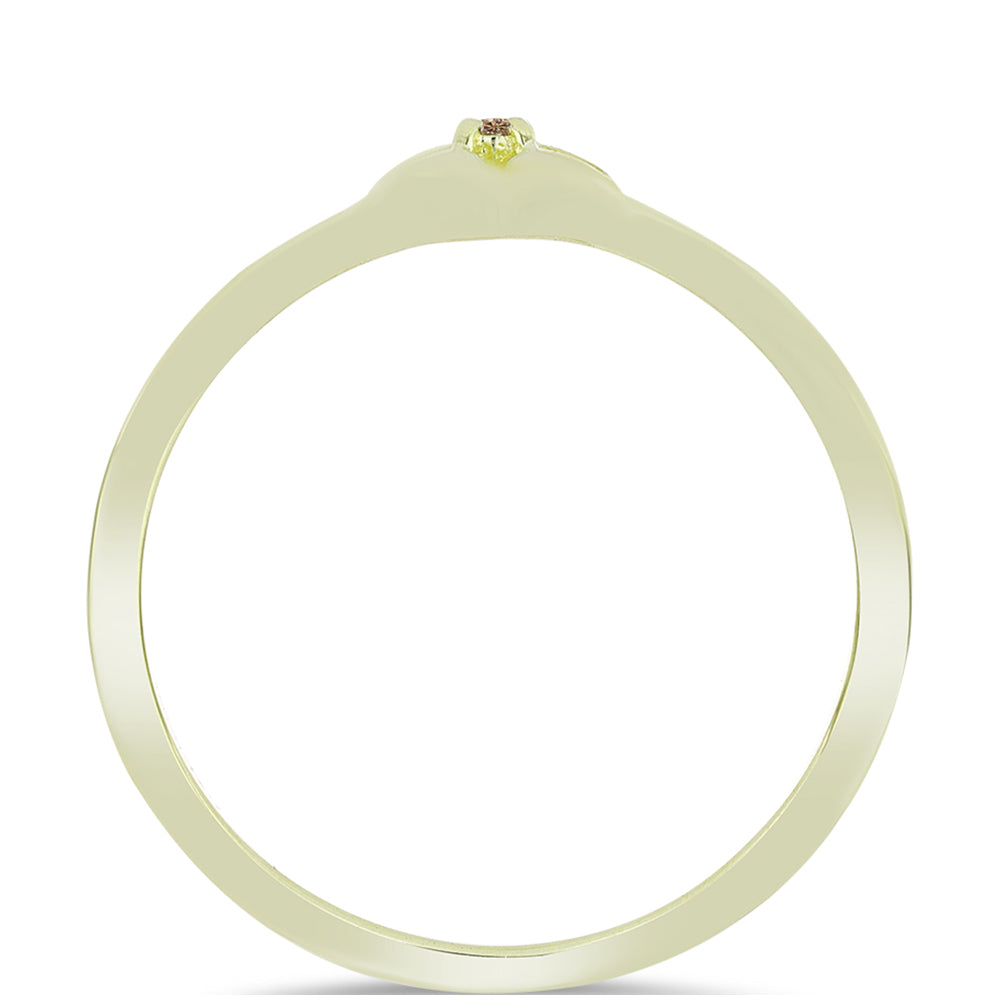 Anillo de Plata Bañada en Oro con Diamante Champagne 2 