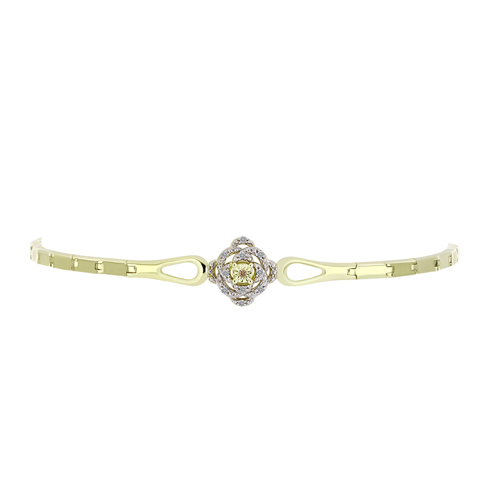 Pulsera de Plata Bañada en Oro con Diamante Champagne y Diamante blanco 2 