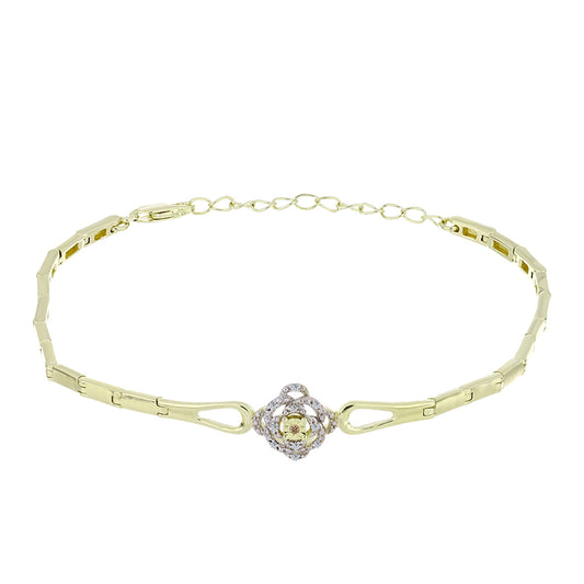 Pulsera de Plata Bañada en Oro con Diamante Champagne y Diamante blanco