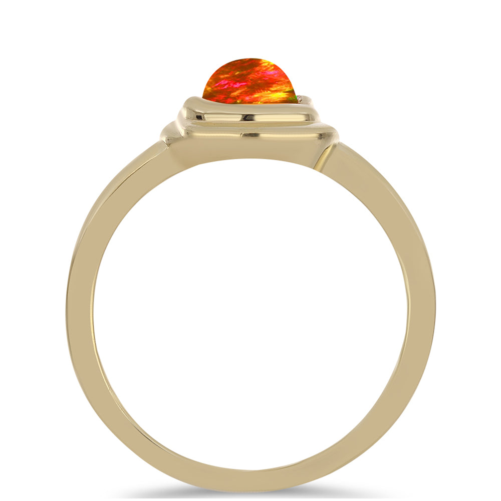 Anillo de Plata Bañada en Oro con Ópalo de fuego americano 2 