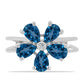 Anillo de Plata con Topacio Azul Londres y Topacio Blanco
