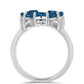 Anillo de Plata con Topacio Azul Londres y Topacio Blanco